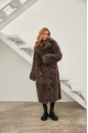 Long two-sided sheepskin coat made of natural sheepskin in coffee color