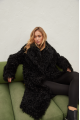 Long two-sided sheepskin coat made of black natural sheepskin