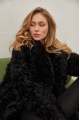 Long two-sided sheepskin coat made of black natural sheepskin