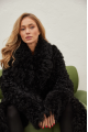 Long two-sided sheepskin coat made of black natural sheepskin