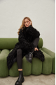 Long two-sided sheepskin coat made of black natural sheepskin