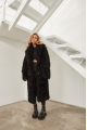 Long two-sided sheepskin coat made of black natural sheepskin