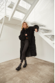 Long two-sided sheepskin coat made of black natural sheepskin