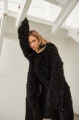 Long two-sided sheepskin coat made of black natural sheepskin