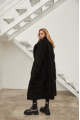 Long two-sided sheepskin coat made of black natural sheepskin