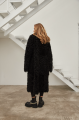 Long two-sided sheepskin coat made of black natural sheepskin