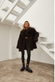 Women's double-sided sheepskin coat of chocolate color made of natural sheepskin