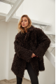 Women's double-sided sheepskin coat of chocolate color made of natural sheepskin