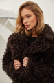 Women's double-sided sheepskin coat of chocolate color made of natural sheepskin