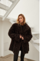 Women's double-sided sheepskin coat of chocolate color made of natural sheepskin