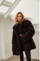 Women's double-sided sheepskin coat of chocolate color made of natural sheepskin