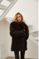 Women's double-sided sheepskin coat of chocolate color made of natural sheepskin