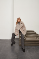 Women's double-sided sheepskin coat made of gray natural sheepskin