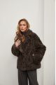 Short two-sided sheepskin coat made of natural sheepskin in coffee color