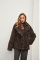 Short two-sided sheepskin coat made of natural sheepskin in coffee color