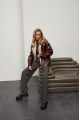 Lacquered brown sheepskin coat made of natural sheepskin in VINTAGE style