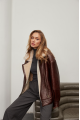 Lacquered brown sheepskin coat made of natural sheepskin in VINTAGE style