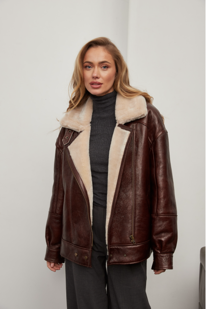 Lacquered sheepskin coat