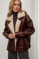 Lacquered brown sheepskin coat made of natural sheepskin in VINTAGE style