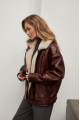 Lacquered brown sheepskin coat made of natural sheepskin in VINTAGE style