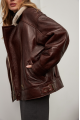 Lacquered brown sheepskin coat made of natural sheepskin in VINTAGE style