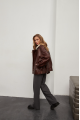 Lacquered brown sheepskin coat made of natural sheepskin in VINTAGE style