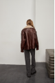 Lacquered brown sheepskin coat made of natural sheepskin in VINTAGE style