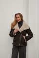 Suede women's sheepskin coat in graphite color made of natural sheepskin in VINTAGE style