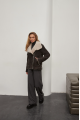 Suede women's sheepskin coat in graphite color made of natural sheepskin in VINTAGE style