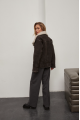 Suede women's sheepskin coat in graphite color made of natural sheepskin in VINTAGE style