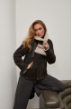 Suede women's sheepskin coat in graphite color made of natural sheepskin in VINTAGE style