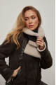 Suede women's sheepskin coat in graphite color made of natural sheepskin in VINTAGE style