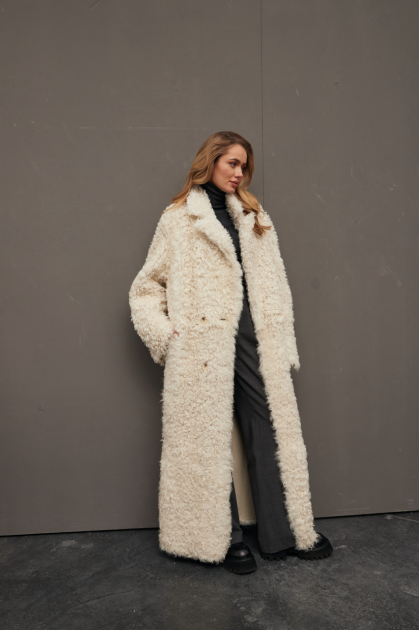 Long curly sheepskin coat