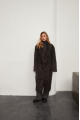 Curly two-sided brownie sheepskin coat made of natural sheepskin in OVERSIZE style