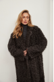 Curly two-sided brownie sheepskin coat made of natural sheepskin in OVERSIZE style