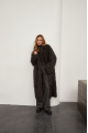 Curly two-sided brownie sheepskin coat made of natural sheepskin in OVERSIZE style