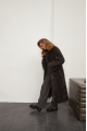 Curly two-sided brownie sheepskin coat made of natural sheepskin in OVERSIZE style