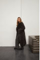 Curly two-sided brownie sheepskin coat made of natural sheepskin in OVERSIZE style