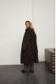 Curly two-sided brownie sheepskin coat made of natural sheepskin in OVERSIZE style