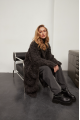 Curly two-sided brownie sheepskin coat made of natural sheepskin in OVERSIZE style