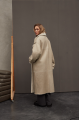 Women's sheepskin coat made of pearl-colored natural sheepskin in VINTAGE style