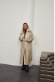 Women's sheepskin coat made of pearl-colored natural sheepskin in VINTAGE style