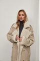 Women's sheepskin coat made of pearl-colored natural sheepskin in VINTAGE style