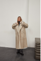 Women's sheepskin coat made of pearl-colored natural sheepskin in VINTAGE style