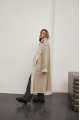 Women's sheepskin coat made of pearl-colored natural sheepskin in VINTAGE style