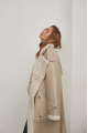 Women's sheepskin coat made of pearl-colored natural sheepskin in VINTAGE style