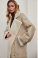 Women's sheepskin coat made of pearl-colored natural sheepskin in VINTAGE style