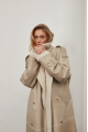 Women's sheepskin coat made of pearl-colored natural sheepskin in VINTAGE style