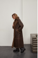 A stylish sheepskin coat made of natural chocolate-colored sheepskin in the VINTAGE style