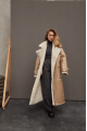 Sheepskin coat made of natural beige sheepskin